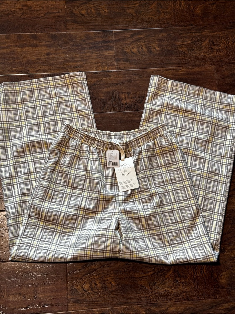 NWT Urban Renewal Plaid Wide Leg Pull On Trouser Pants Size Medium